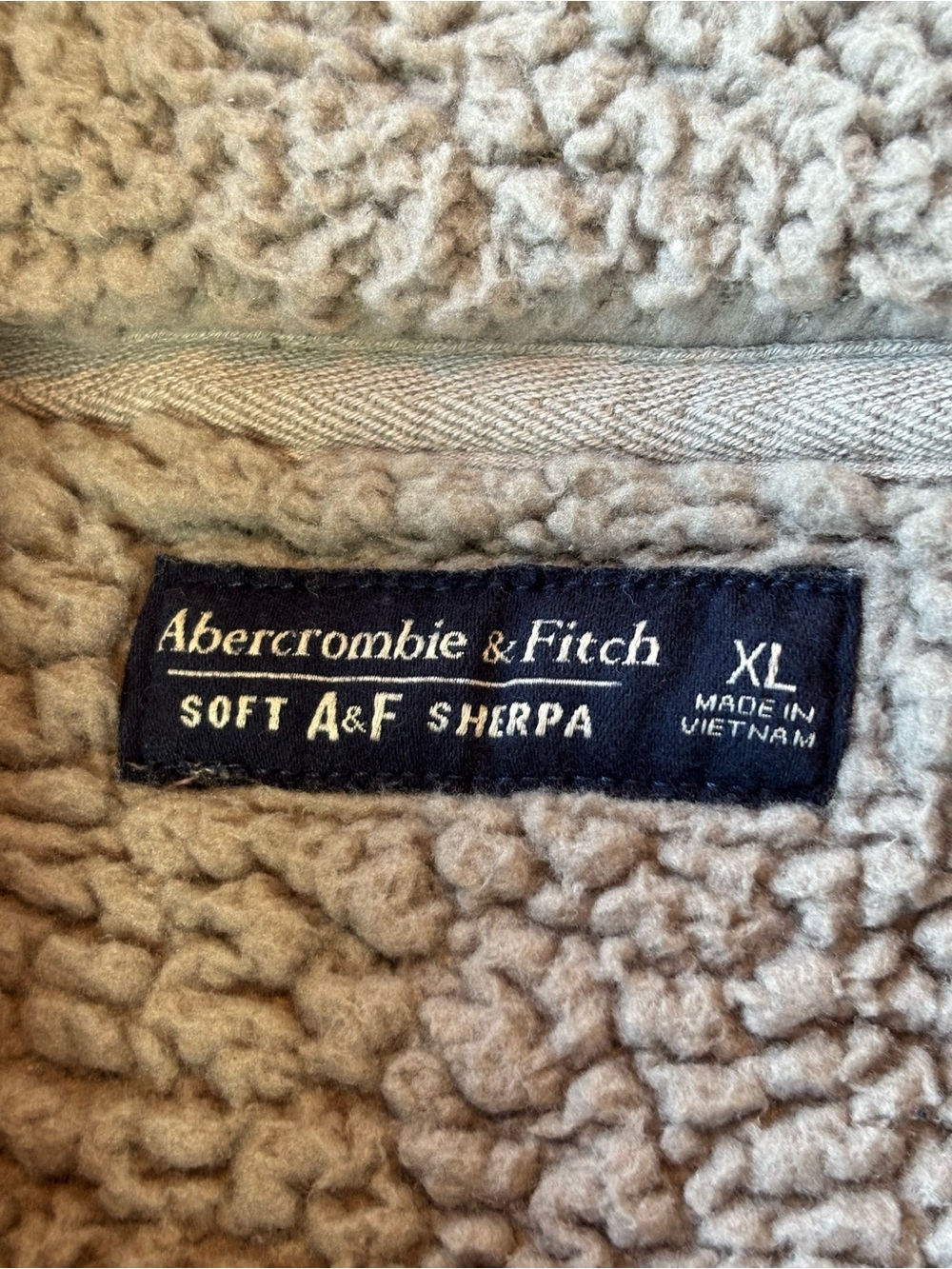 Abercrombie & Fitch Soft A&F Sherpa Quarter Zip Pullover XL Taupe Fleece - Picture 4 of 9